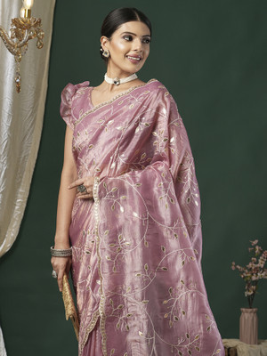 ANOUK Embroidered Bollywood Tissue Saree(Purple)