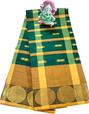 Maasaree Woven Daily Wear Pure Cotton Saree(Dark Green)