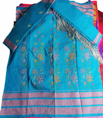 Dakmanda Self Design Handloom Pure Cotton Saree(Pack of 3, Dark Blue)