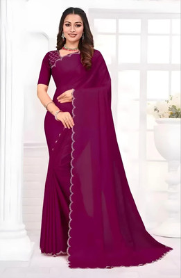 MAMTAIMPEX Self Design Bollywood Georgette Saree(Purple)