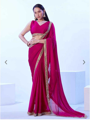 RAJ DARBAR Self Design Banarasi Crepe Saree(Pink)