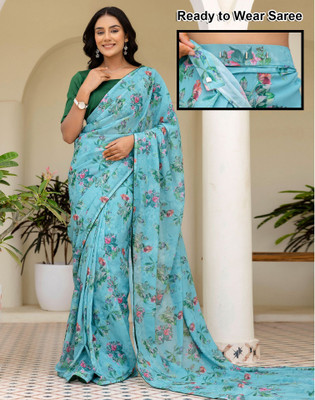 Satrani Floral Print Daily Wear Georgette Saree(Multicolor)