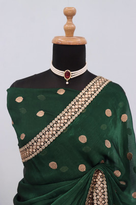 Radheradhey Solid/Plain Bollywood Chiffon Saree(Light Green)
