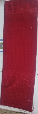 SUBHAJITS fashions Self Design, Solid/Plain Handloom Polyester, Cotton Silk Saree(White, Red)