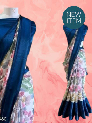 SAREEYA16 Printed Daily Wear Cotton Blend Saree(Dark Blue)