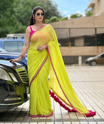 Clemira Embellished Bollywood Georgette Saree(Light Green)