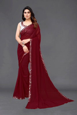 HouseOfCommon Embellished Bollywood Georgette Saree(Maroon)