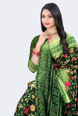 TRESPINO Self Design Daily Wear Georgette Saree(Green)