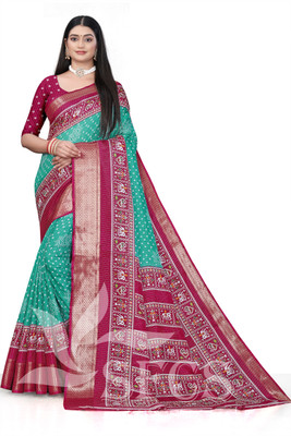 SFCS Printed Kanjivaram Chanderi Saree(Light Green)