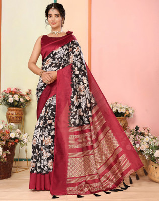 YASHIKA Printed Bollywood Art Silk Saree(Black)