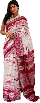 HAIDER ALI AND SONS Dyed, Printed Bhagalpuri Cotton Linen Saree(Red)