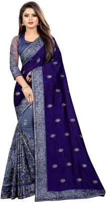 Apnisha Embroidered Bollywood Silk Blend Saree(Blue)