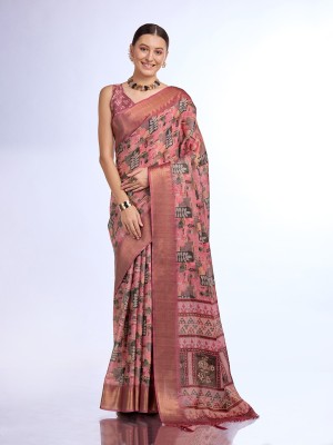 RekhaManiyar Digital Print Bollywood Tissue Saree(Magenta)