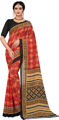 JS Clothing Mart Printed Banarasi Georgette Saree(Red)