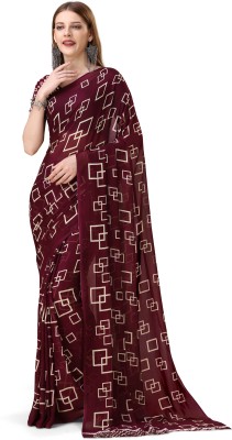 Bansi Ecom Printed Daily Wear Georgette Saree(Purple)