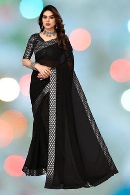 NESHVI ENTERPRISE Ombre Bollywood Georgette Saree(Black)