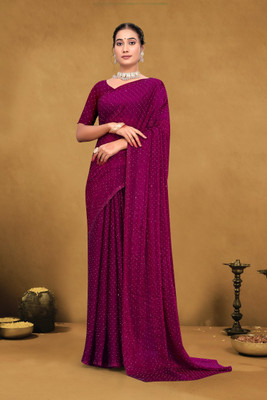 Apnisha Embellished Bollywood Satin Saree(Maroon)