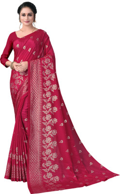 Shubh Mangalam Creation Printed Bollywood Silk Blend Saree(Pink)