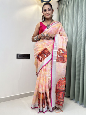 Sareemall Printed Banarasi Silk Blend Saree(Multicolor)