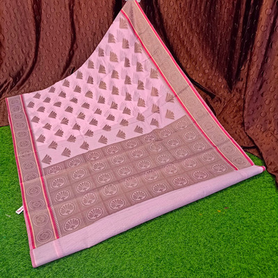 Spewim Woven Banarasi Cotton Silk Saree(Pink)