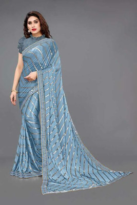 Tejal Creation Solid/Plain Leheria Art Silk Saree(Grey)