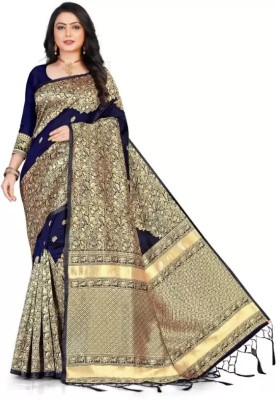 FENAL Woven Kanjivaram Jacquard Saree(Blue)