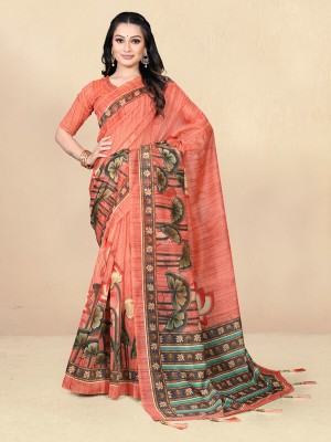 Shrithi Fashion Fab Printed Bollywood Cotton Blend Saree(Multicolor)