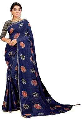 TINA FASHION Embellished Bollywood Polyester Saree(Blue)