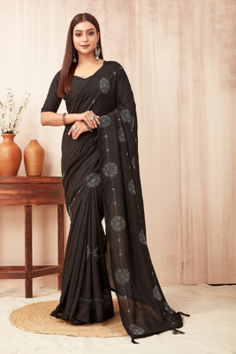 SWADESI STUFF Embellished Bollywood Georgette Saree(Black)