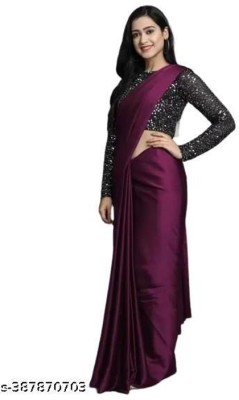 SilkAndSaree Solid/Plain Bandhani Satin Saree(Purple)