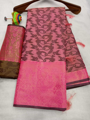 VAKHARIYAFAB Woven, Solid/Plain Bollywood Cotton Silk, Pure Silk Saree(Pink)