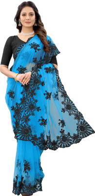 YASHVI Embroidered Bollywood Net Saree(Blue)