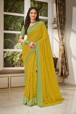 Laxmipati sarees Printed Daily Wear Georgette Saree(Yellow)