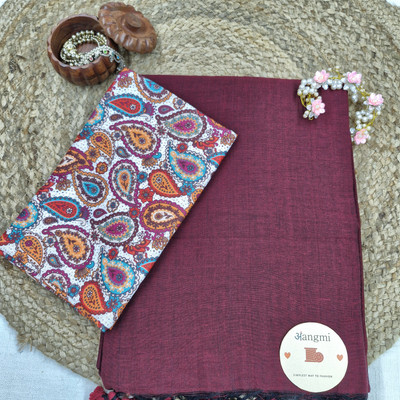 aangmi Self Design Handloom Khadi Saree(Maroon)