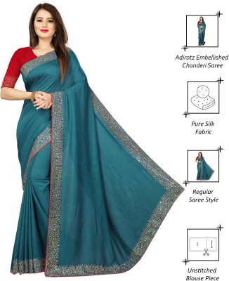 Adirotz Embellished Chanderi Pure Silk Saree(Multicolor)