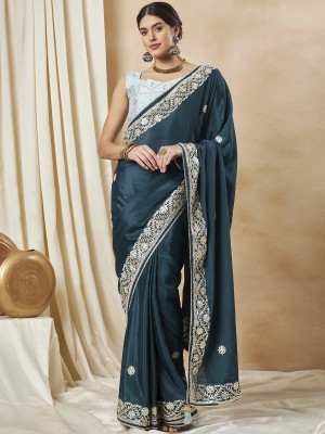 Sareemall Embellished Bollywood Chiffon Saree(Dark Blue)