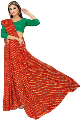 Jumki Fashion Printed Daily Wear Georgette Saree(Orange)