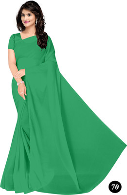 STAVA CREATION Solid/Plain Bollywood Georgette Saree(Light Green)