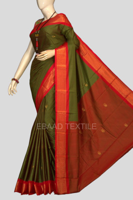 EBAAD TEXTILE Woven Paithani Cotton Silk Saree(Light Green)