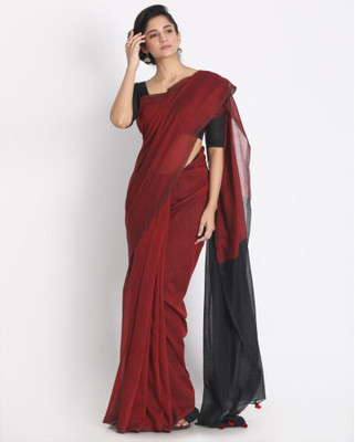 angoshobha Woven Handloom Pure Cotton Saree(Red)