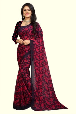 THE PRIVATE LABLE Printed Daily Wear Georgette Saree(Maroon)