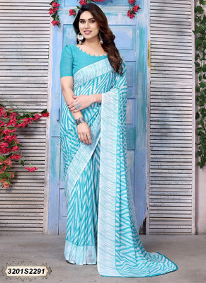 Shirodhari Printed Bollywood Georgette Saree(Light Blue)