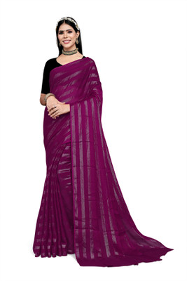 SkyRamya Self Design Bollywood Chiffon Saree(Purple)