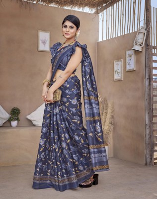 YASHIKA Printed Daily Wear Art Silk Saree(Blue)