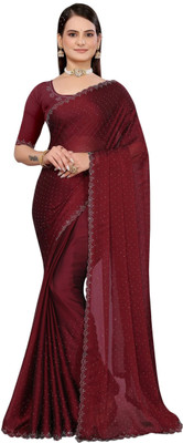 Madhur milan Embellished Daily Wear Chiffon Saree(Maroon)