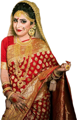 Sijileen Woven, Self Design Banarasi Silk Blend Saree(Red)