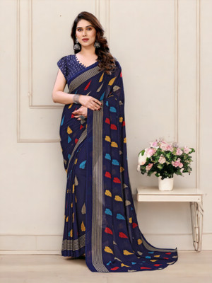 Moda Rapido Printed Bollywood Georgette Saree(Multicolor)