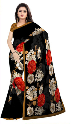 SCFO Digital Print Daily Wear Polyester Saree(Black)