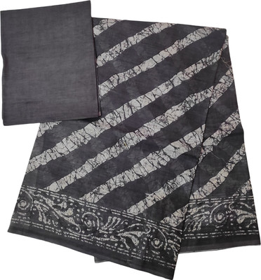 NENU CREATION Printed Ikkat Pure Cotton Saree(Pack of 2, Grey)