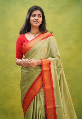 Ramya Woven Banarasi Cotton Silk Saree(Green)
